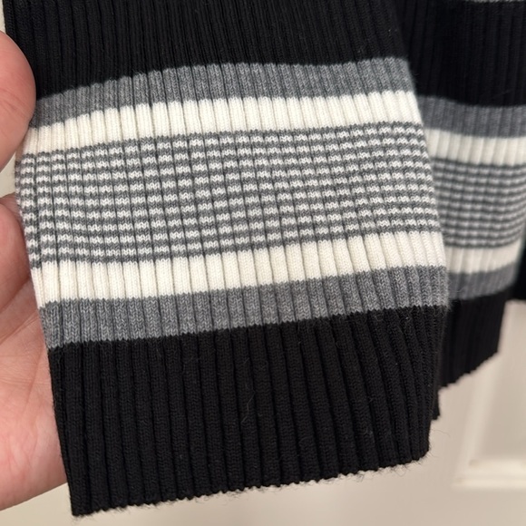 NWOT Theory Empire Wool Stripe Ribbed Merino wool stretch Midi Dress Medium - Picture 10 of 11